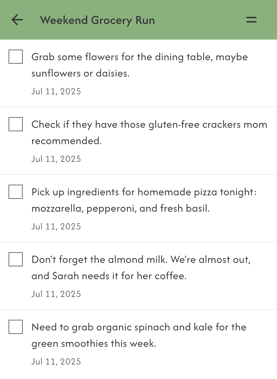 Shopping List